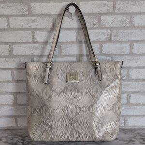 Anne Klein Light Gold/Ivory Synthetic Snake Pattern Tote Bag Purse NWOT